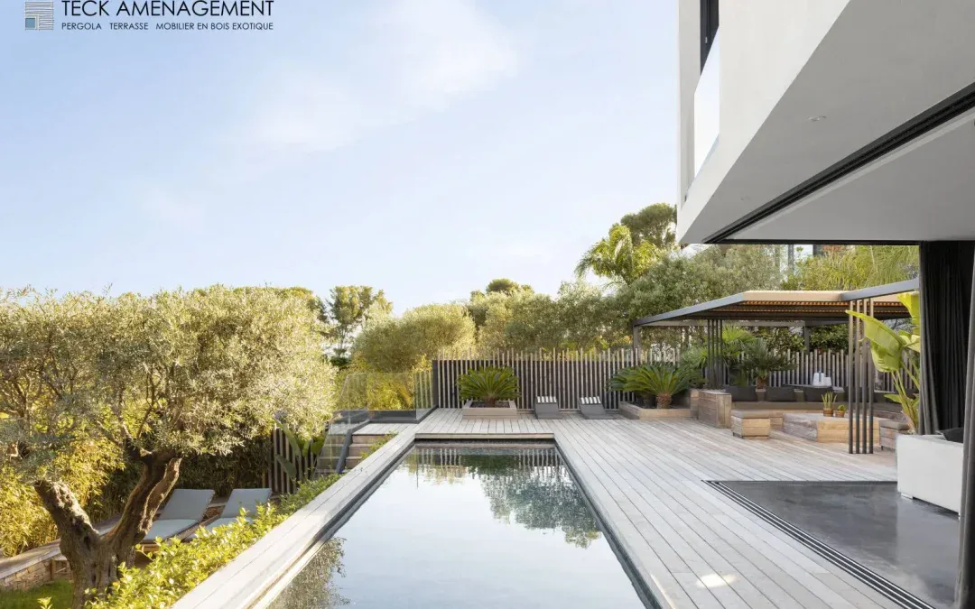 Aménagement sur mesure d&rsquo;une Pergola acier et bois exotique à Sanary sur Mer