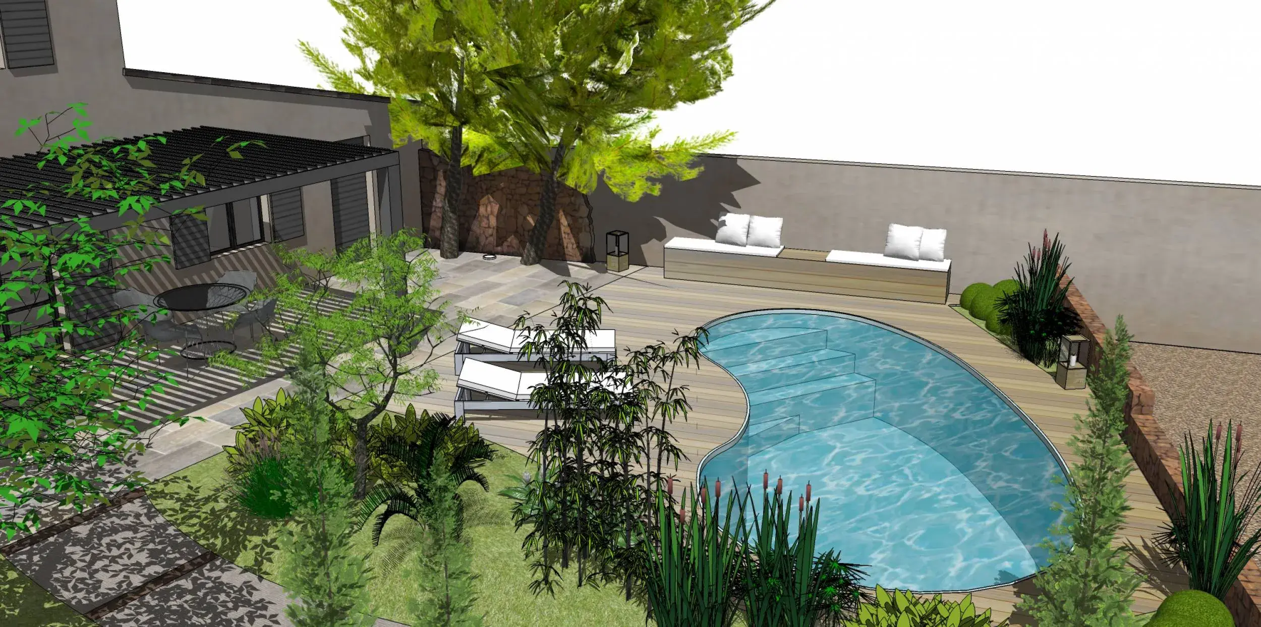 Pergola bois bioclimatique à Marseille